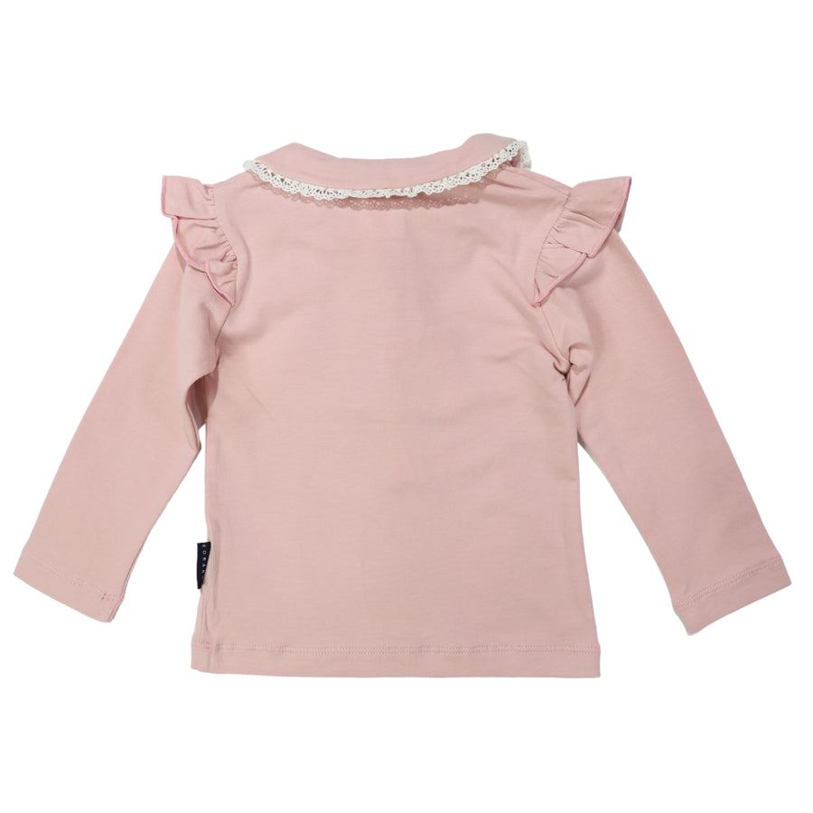 Collared Frill Top Dusty Pink