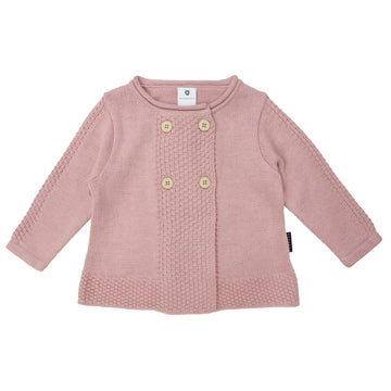 Double Breasted Textured Knit Jacket Dusty Pink