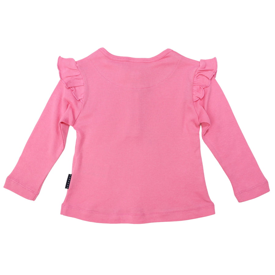 Cotton Modal Frill Top Hot Pink