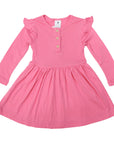 Soft Cotton Modal Frill Dress Hot Pink