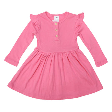 Soft Cotton Modal Frill Dress Hot Pink