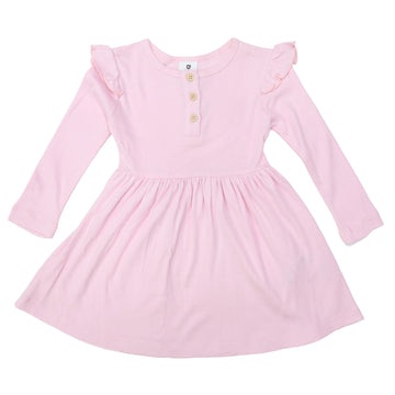 Soft Cotton Modal Frill Dress Light Pink