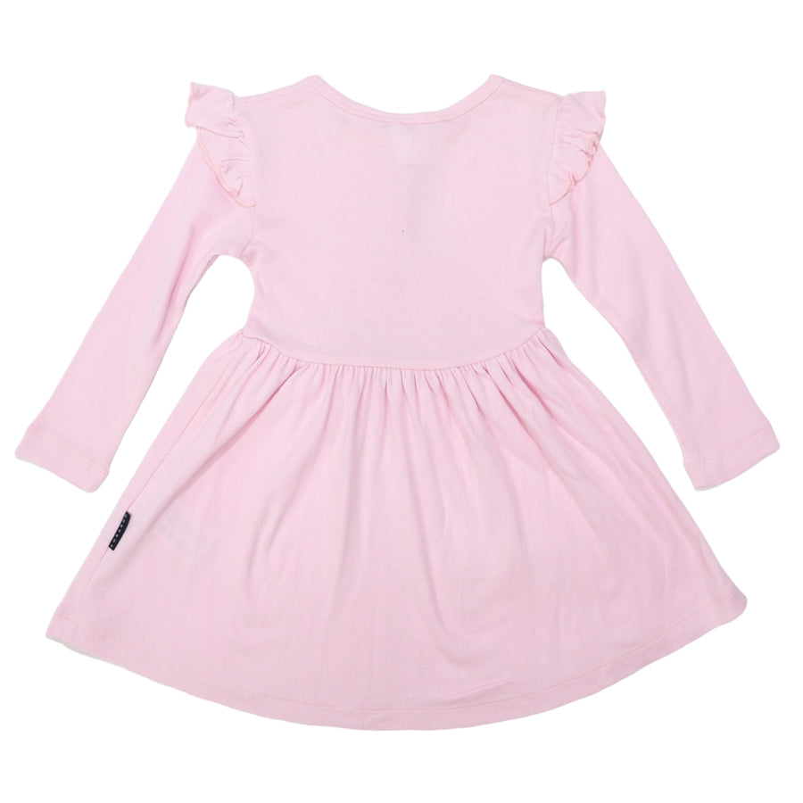 Soft Cotton Modal Frill Dress Light Pink