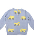 Knit Sweater with Truck Design Dusty Blue