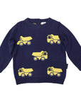 Knit Sweater with Truck Design Navy