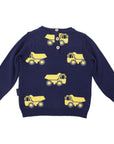 Knit Sweater with Truck Design Navy