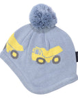 Knit Beanie with Truck Design Dusty Blue