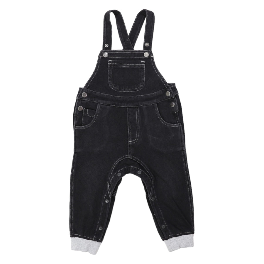 Stretch Denim Overalls Charcoal