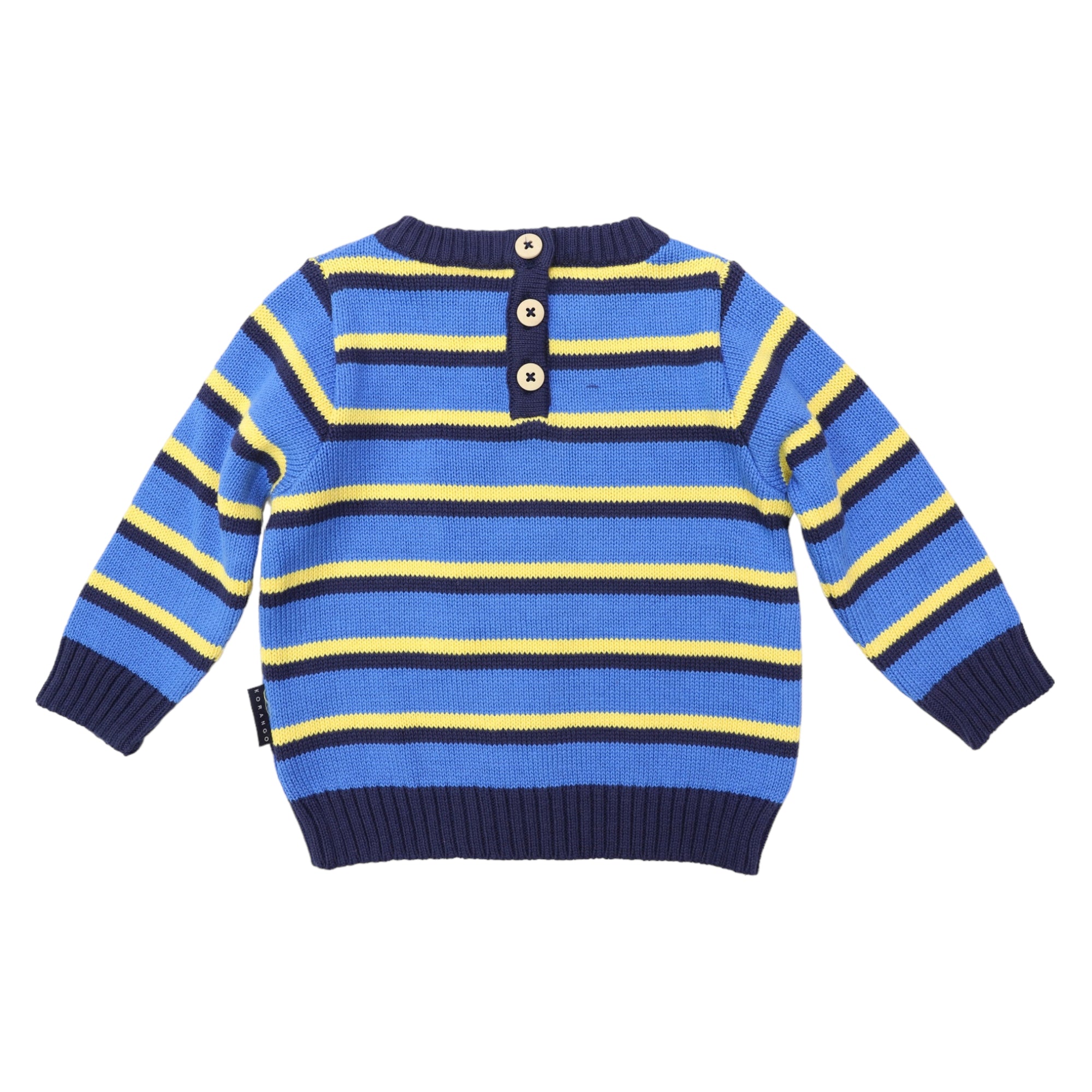 Knit Sweater With Rocket Applique Blue Stripe