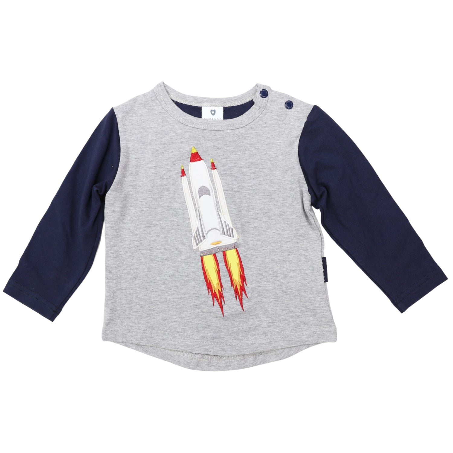 Top with Rocket Applique Grey
