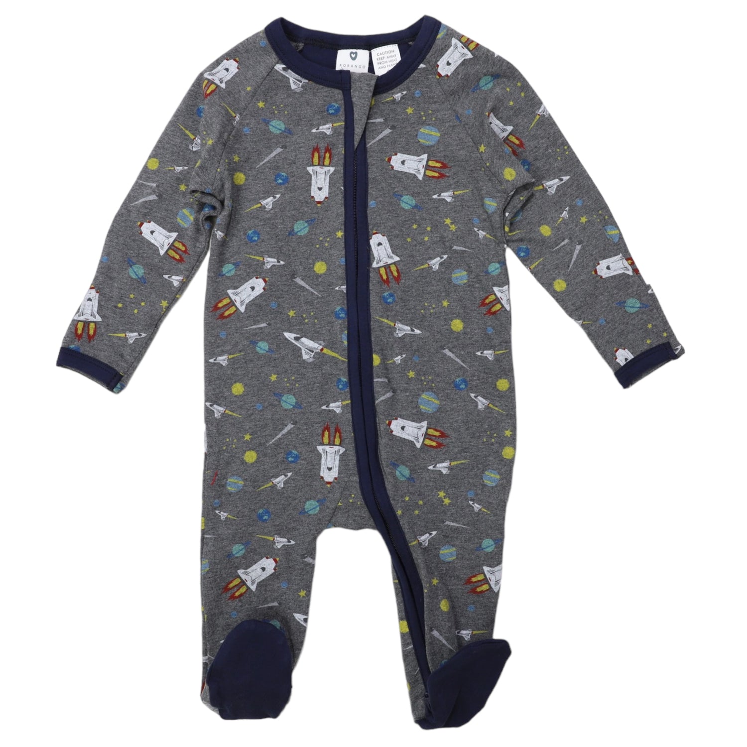 Space Rocket Printed Onesie Charcoal