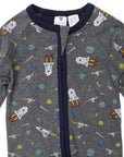 Space Rocket Printed Onesie Charcoal