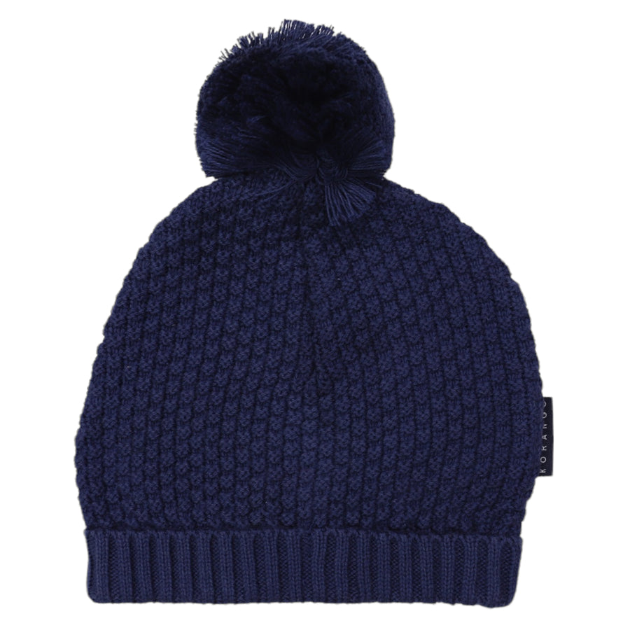 Textured Knit Beanie Navy