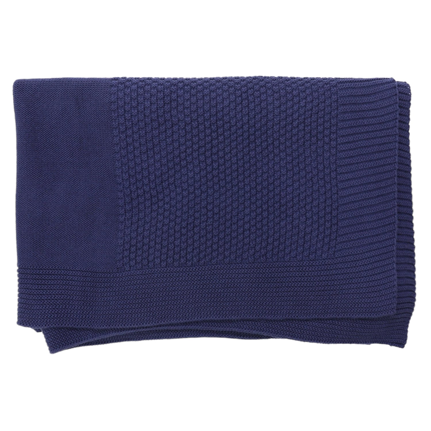 Textured Knit Blanket Navy