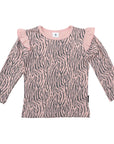 Tiger Stripes Frill Top Dusty Pink