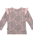 Tiger Stripes Frill Top Dusty Pink