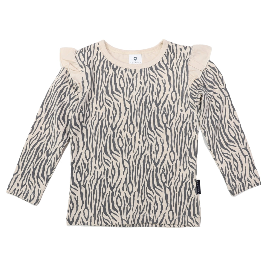 Tiger Stripes Frill Top Tapioca