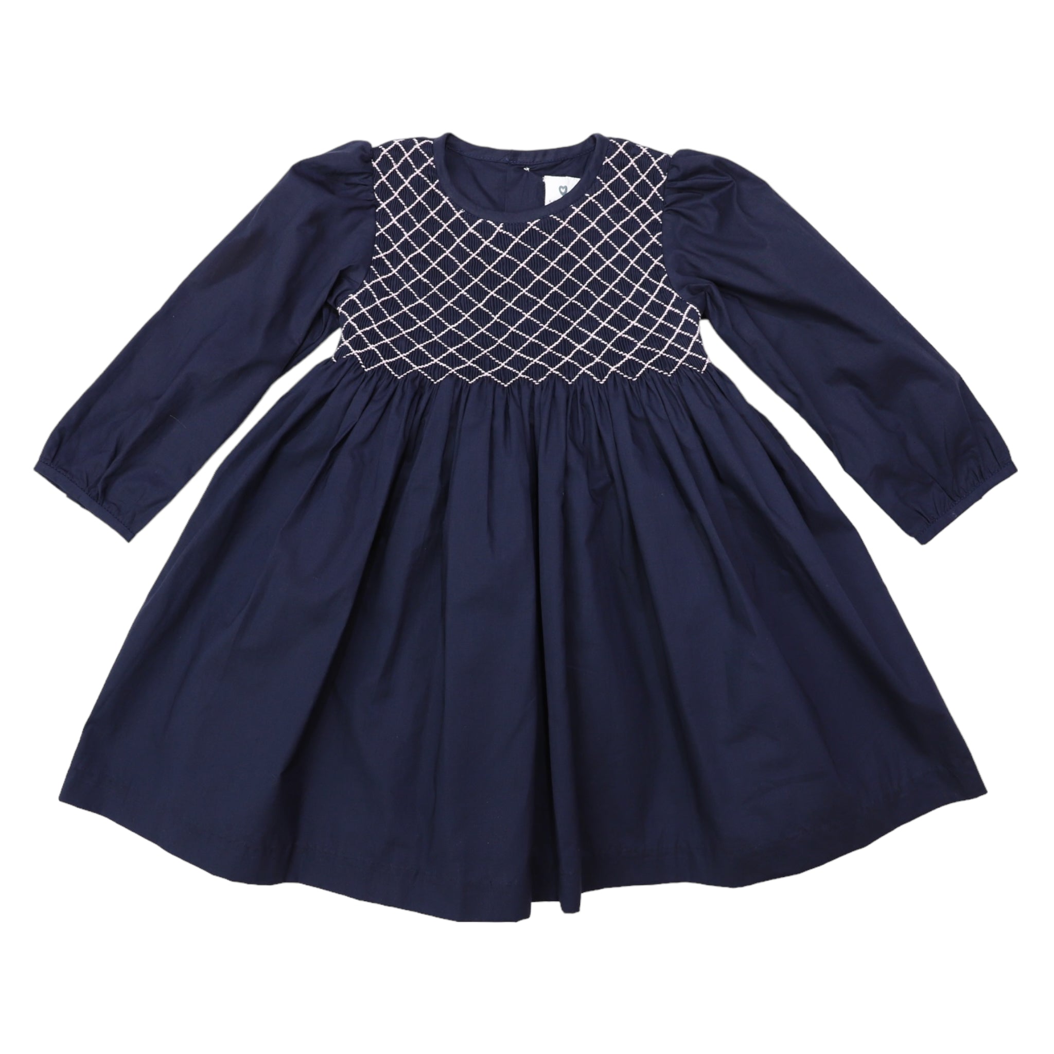 Tone on Tone Smocked Dress Navy – Korango