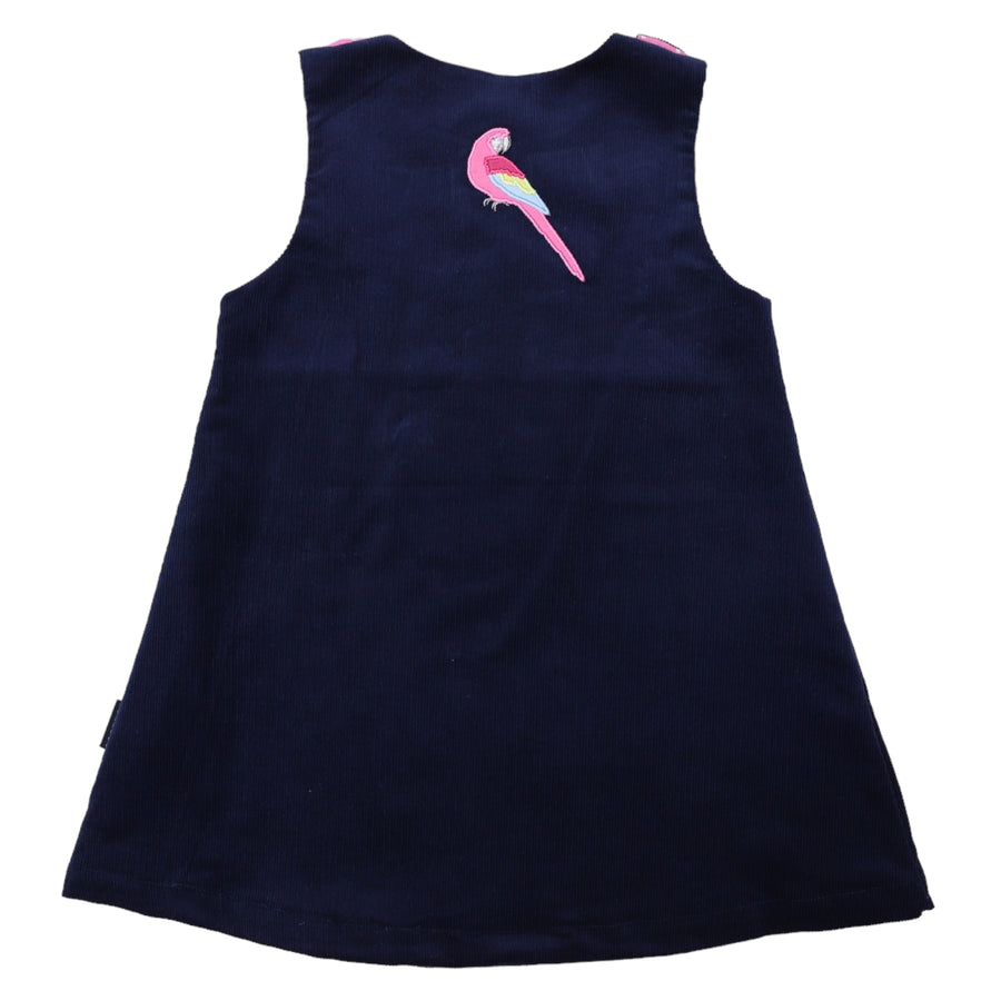 Pink Macaw Corduroy Pinafore Navy