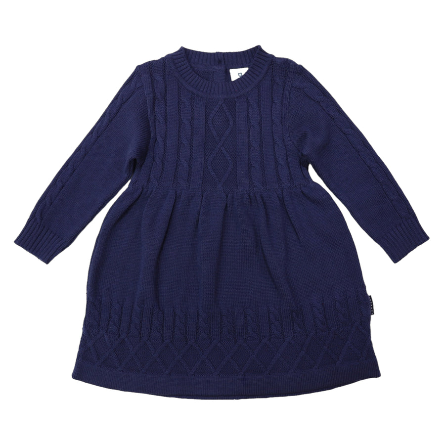 Textured Knit Dress Navy