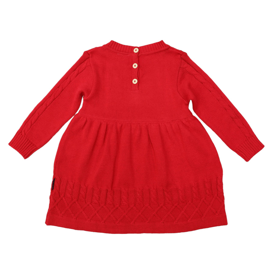 Textured Knit Dress Red