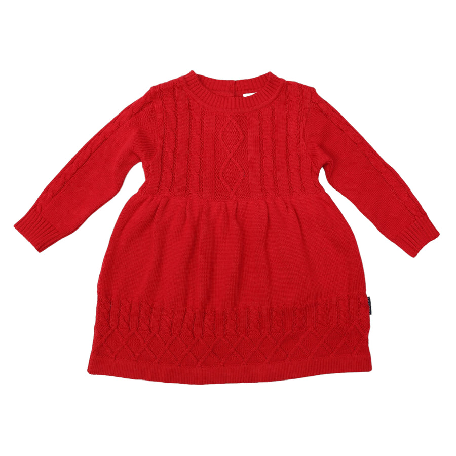 Textured Knit Dress Red