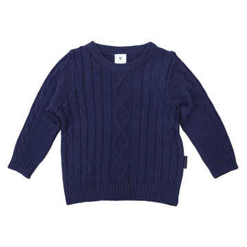 Textured Knit Sweater Navy