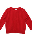 Textured Knit Sweater Red