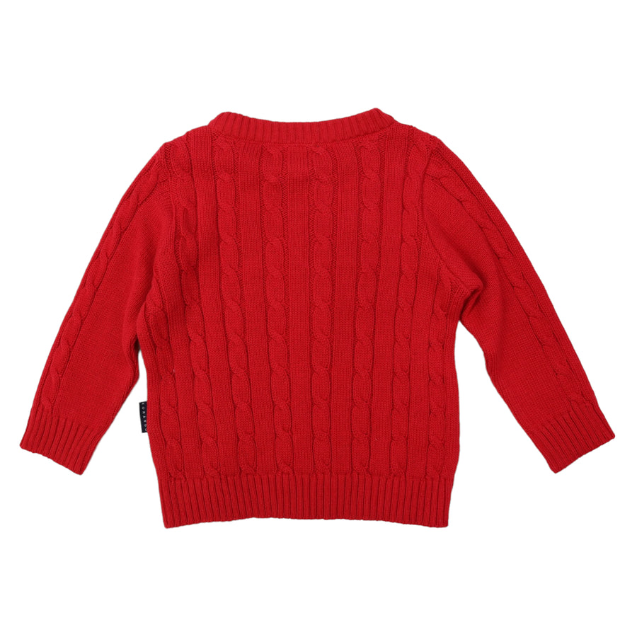 Textured Knit Sweater Red