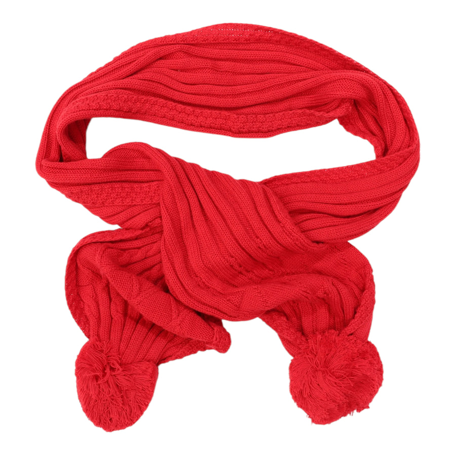 Textured Knit Scarf Red