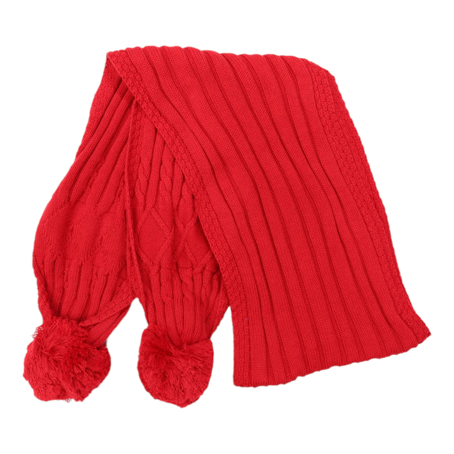 Textured Knit Scarf Red