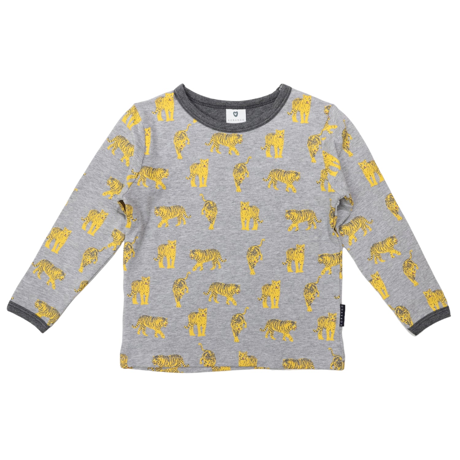 Tiger Print Long Sleeve Tee Grey Marle