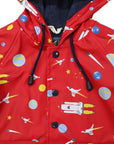 Space Rocket Raincoat Red