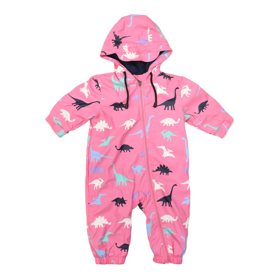 Dinosaur Colour Change Rain Suit Hot Pink