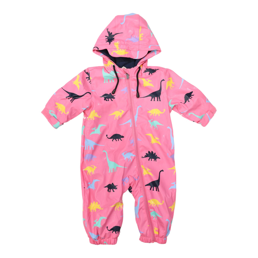 Dinosaur Colour Change Rain Suit Hot Pink