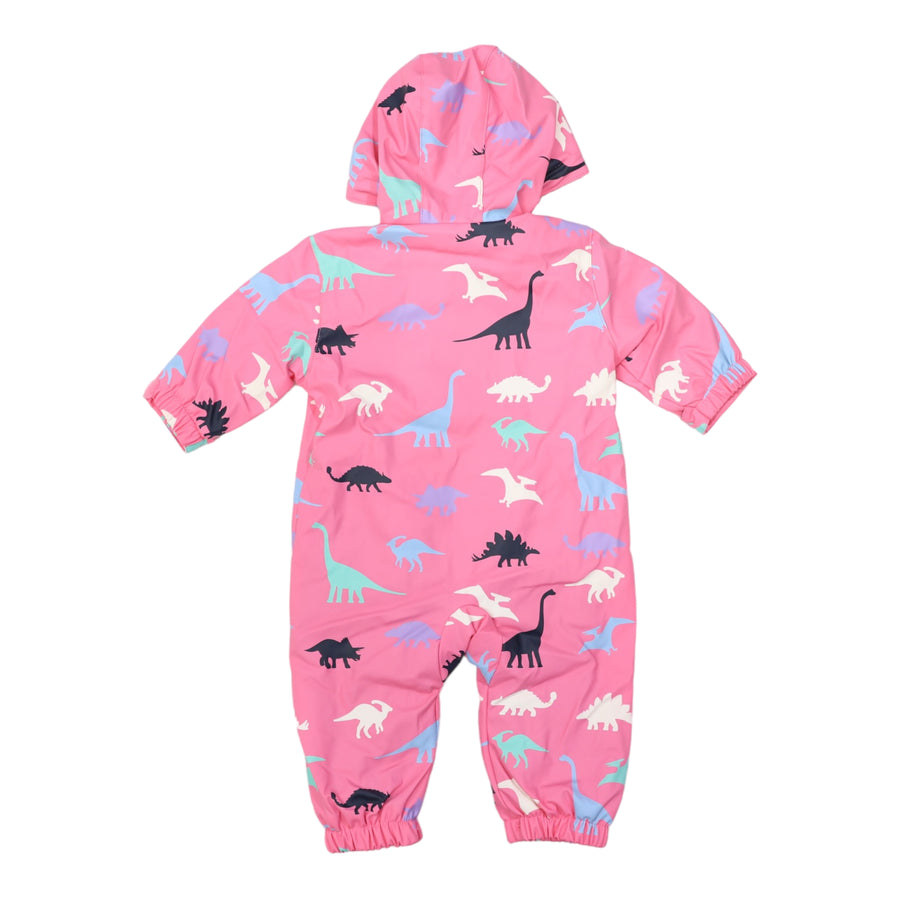 Dinosaur Colour Change Rain Suit Hot Pink