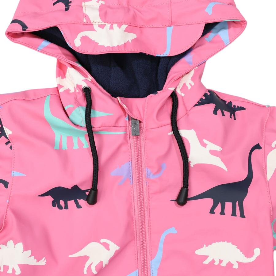 Dinosaur Colour Change Rain Suit Hot Pink