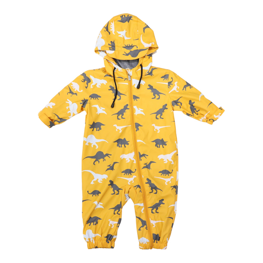 Dino Colour Change Rain Suit Mustard