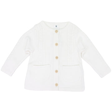 Cable Cardigan White