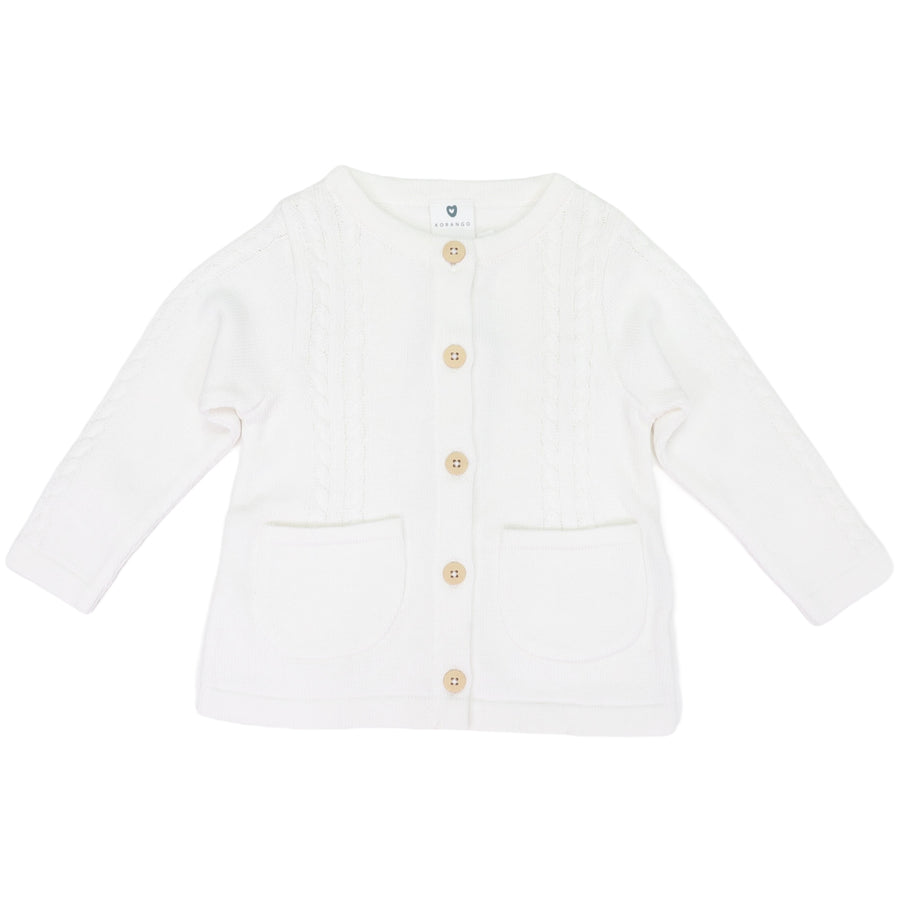 Cable Cardigan White