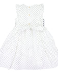 Smocked  Poplin  Spot Dress White