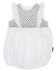 Smocked Poplin  Spot Sunsuit White