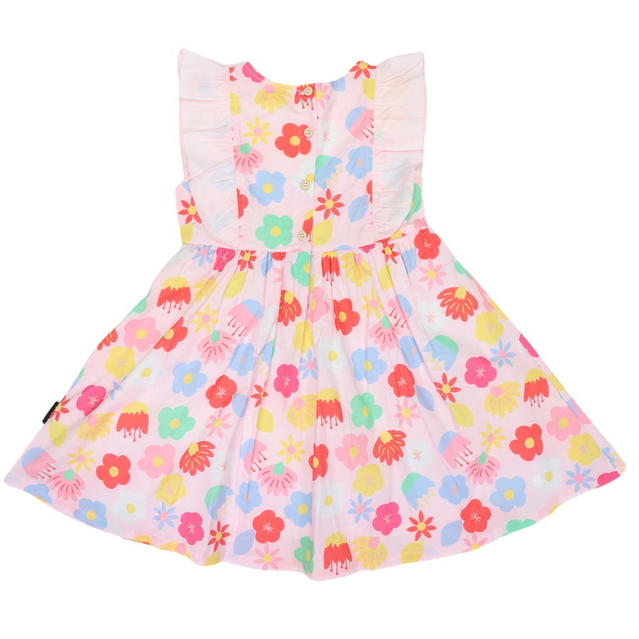 Poplin Flower Frill Dress Pink