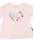 Flower Heart Print Top Pink