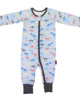 Dinosaur Long Sleeve Zip Onesie Charcoal