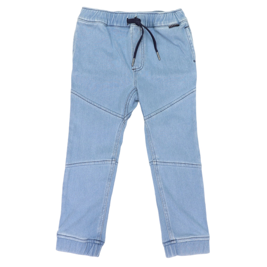 Elastic Waisted Stretch Denim Jean Light Wash