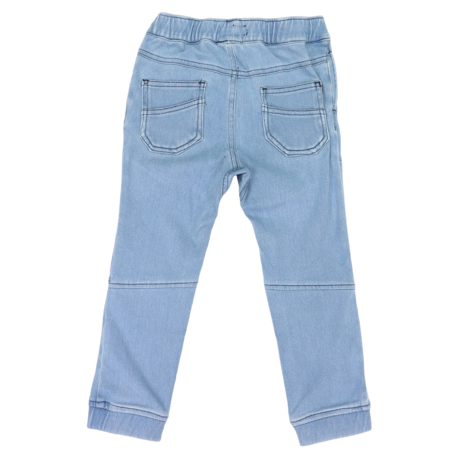 Elastic Waisted Stretch Denim Jean Light Wash