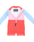 Contrast Long Sleeve Zip Swim Sunsuit Pink