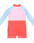 Contrast Long Sleeve Zip Swim Sunsuit Pink