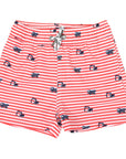 Truck Print Boardies Striped Red/White